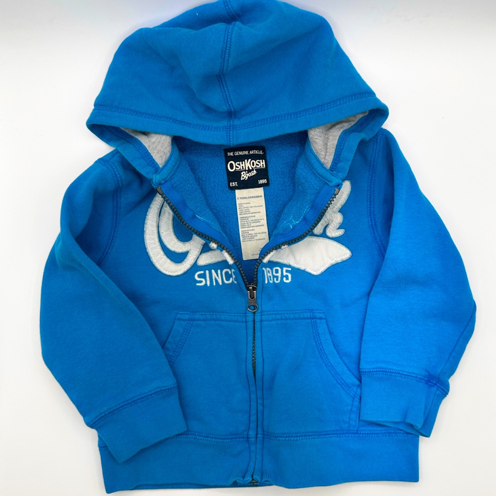 Toddler Long Sleeve Blue Full Zip Hoodie - 3T
